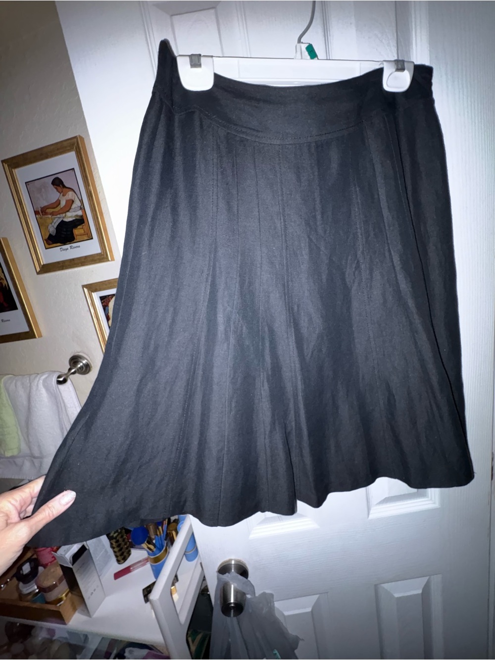 Vintage Ann Taylor linen Women's Black A-Line Skirt